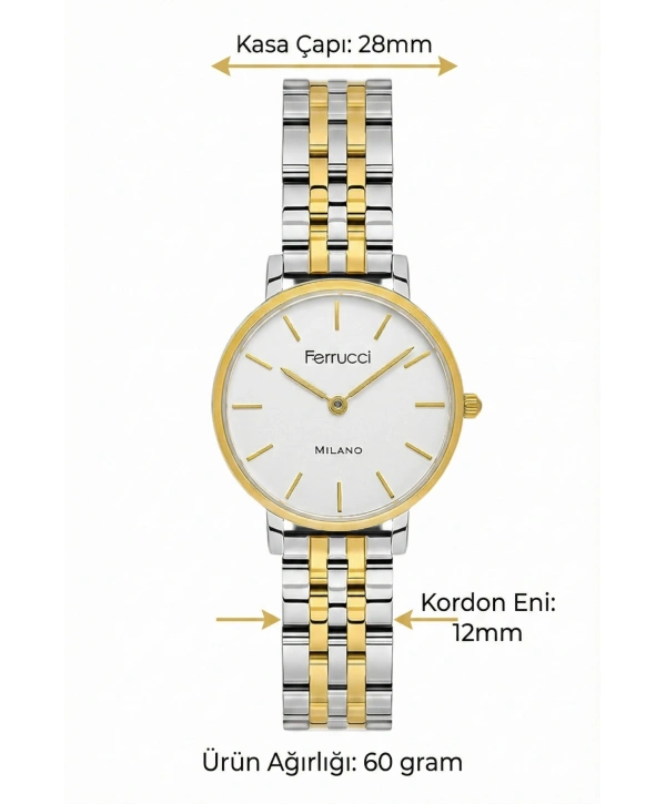 Çelik Kordon Çelik Kasa Kadın Kol Saati Gümüş-Gold sdfer190