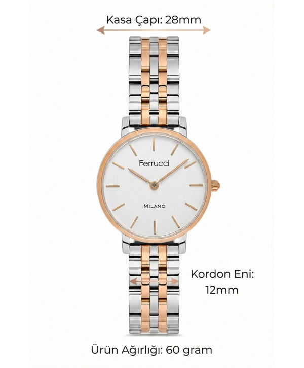Çelik Kordon Çelik Kasa Kadın Kol Saati Gümüş-Rose sdfer190
