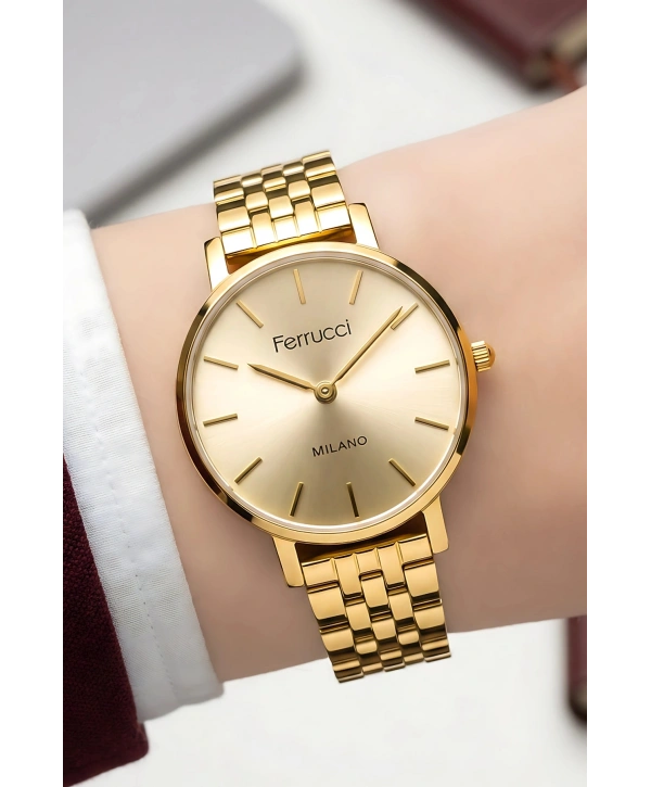 Çelik Kordon Çelik Kasa Kadın Kol Saati Gold sdfer190