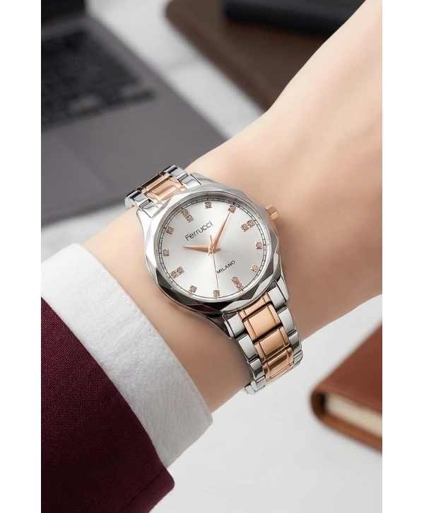 Çelik Kordon Çelik Kasa Kadın Kol Saati Gümüş-Rose sdfer191