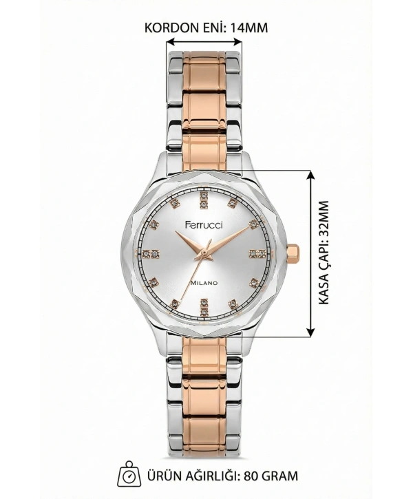 Çelik Kordon Çelik Kasa Kadın Kol Saati Gümüş-Rose sdfer191