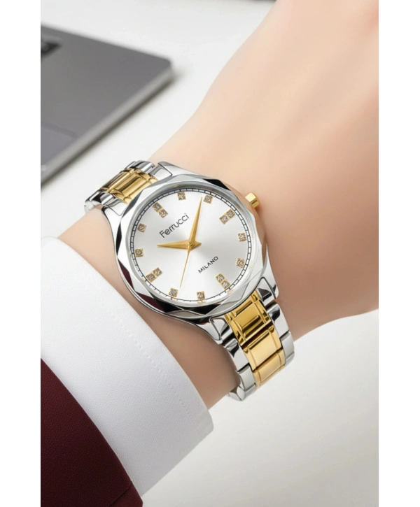 Çelik Kordon Çelik Kasa Kadın Kol Saati Gümüş-Gold sdfer191