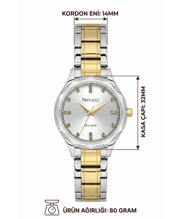 Çelik Kordon Çelik Kasa Kadın Kol Saati Gümüş-Gold sdfer191