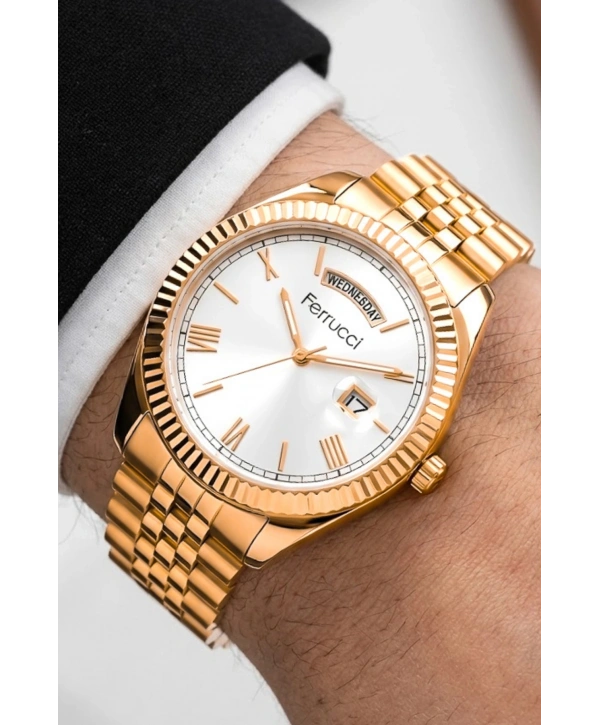 Takvimli Erkek Kol Saati Çelik jübile Kordon Rose Bileklik Hediyeli 3atm Sdfer194