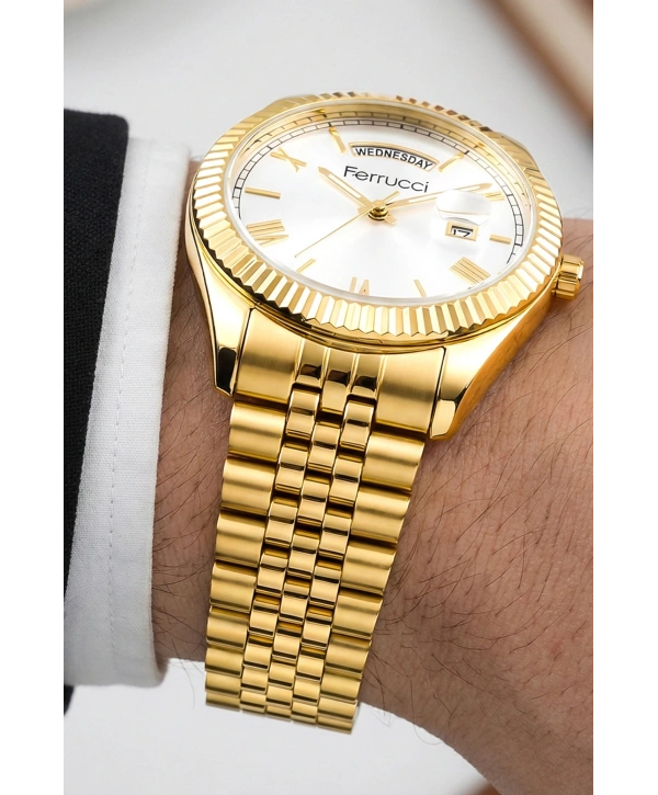 Takvimli Erkek Kol Saati Çelik jübile Kordon Gold Bileklik Hediyeli 3atm Sdfer194