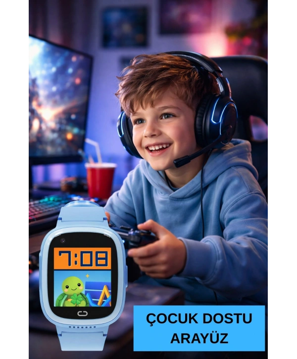 Akıllı Çocuk Saati Sesli ve Görüntülü Görüşme İP68, Sim Kart Özellikli Mavi sdyou001