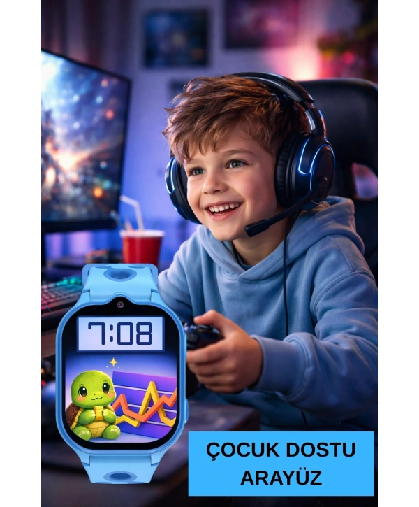 Akıllı Çocuk Saati Sesli ve Görüntülü Görüşme İP68, Sim Kart Özellikli Mavi sdyou002