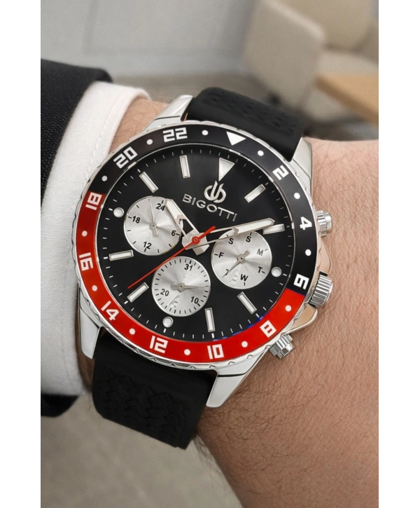 Bigotti Erkek Kol Saati, Tüm Fonksiyonlar Aktif Siyah Silikon Kordon Sdbgt001