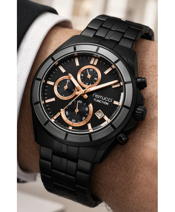 Function Erkek Kol Saati Çelik Kordon Siyah Bileklik Hediyeli 3atm sdfer061