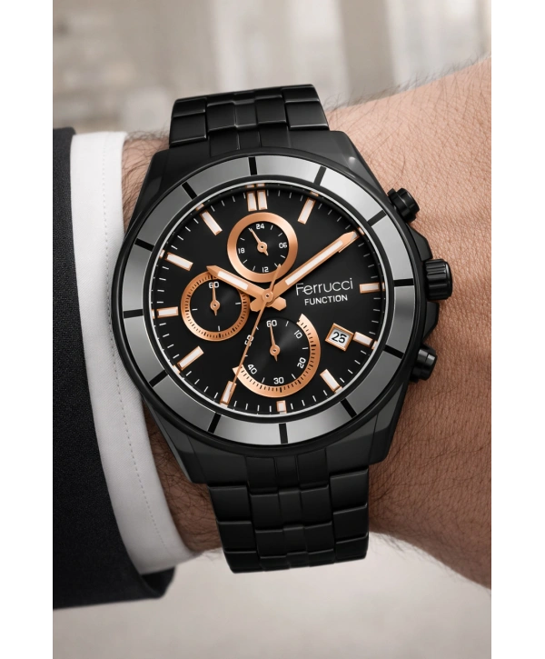Function Erkek Kol Saati Çelik Kordon Siyah Bileklik Hediyeli 3atm sdfer061