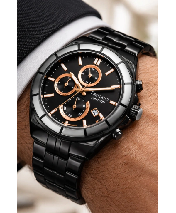 Function Erkek Kol Saati Çelik Kordon Siyah Bileklik Hediyeli 3atm sdfer061