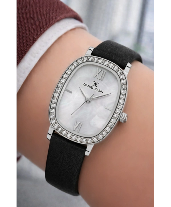 Daniel Klein Deri Kordon Çelik Kasa Kadın Kol Saati+Bileklik Hediyeli Siyah sddk112