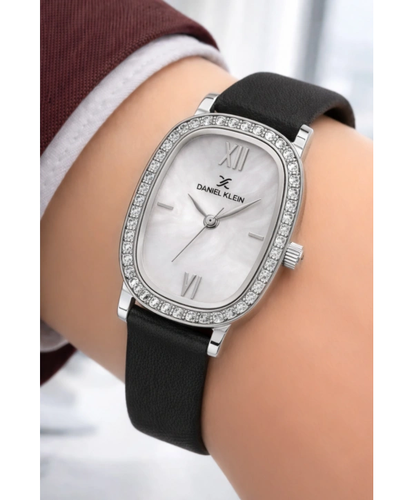 Daniel Klein Deri Kordon Çelik Kasa Kadın Kol Saati+Bileklik Hediyeli Siyah sddk112