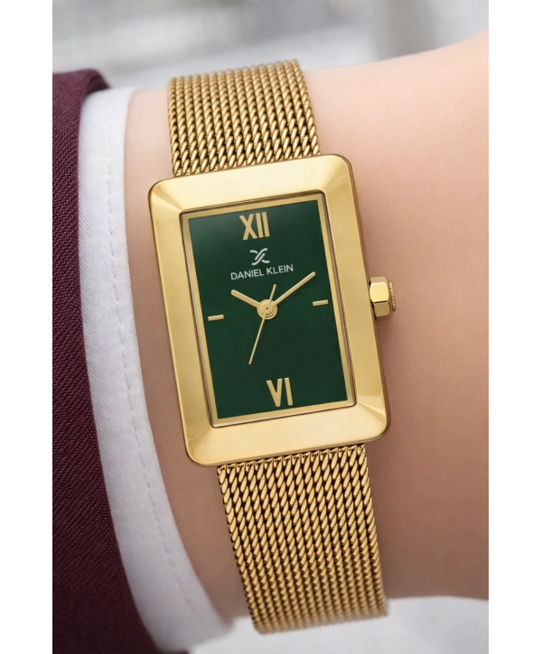 Daniel Klein Çelik Kordon Çelik Kasa Kadın Kol Saati+Bileklik Hediyeli Gold-Yeşil Renk sddk113