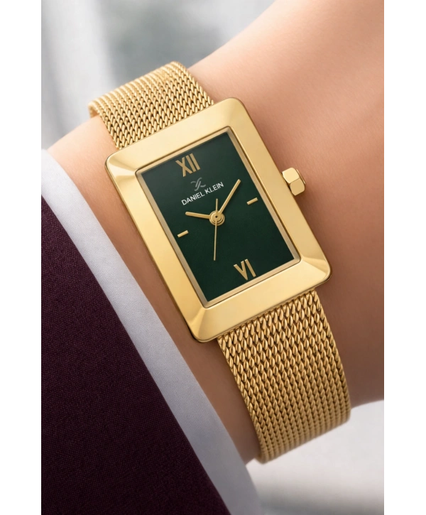 Daniel Klein Çelik Kordon Çelik Kasa Kadın Kol Saati+Bileklik Hediyeli Gold-Yeşil Renk sddk113