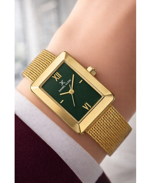 Daniel Klein Çelik Kordon Çelik Kasa Kadın Kol Saati+Bileklik Hediyeli Gold-Yeşil Renk sddk113