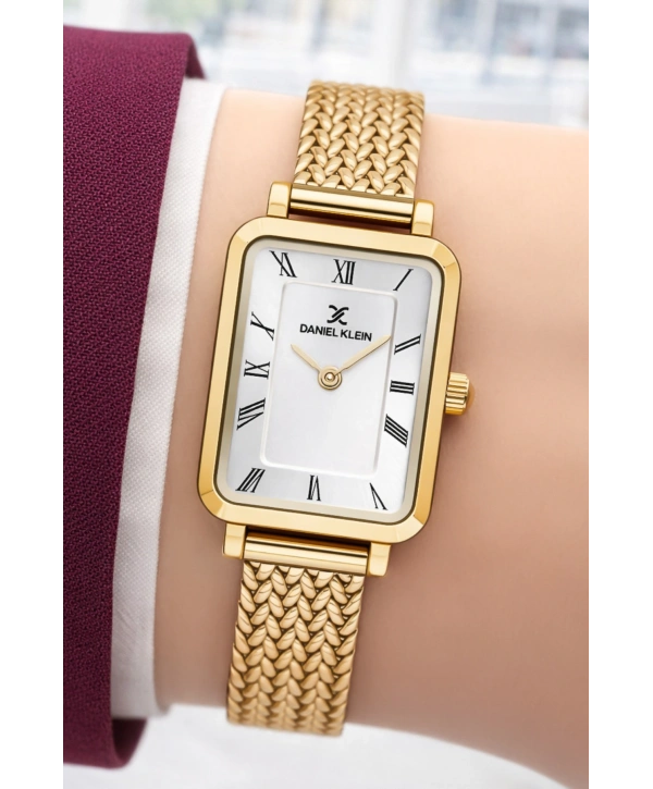 Daniel Klein Çelik Kordon Çelik Kasa Kadın Kol Saati+Bileklik Hediyeli Gold-Beyaz Renk sddk114