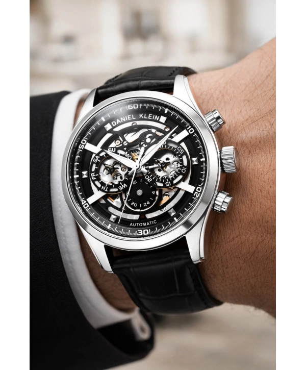 Deri Kordon Çelik Kasa Otomatik Mekanizma Erkek Kol Saati Siyah sddk104