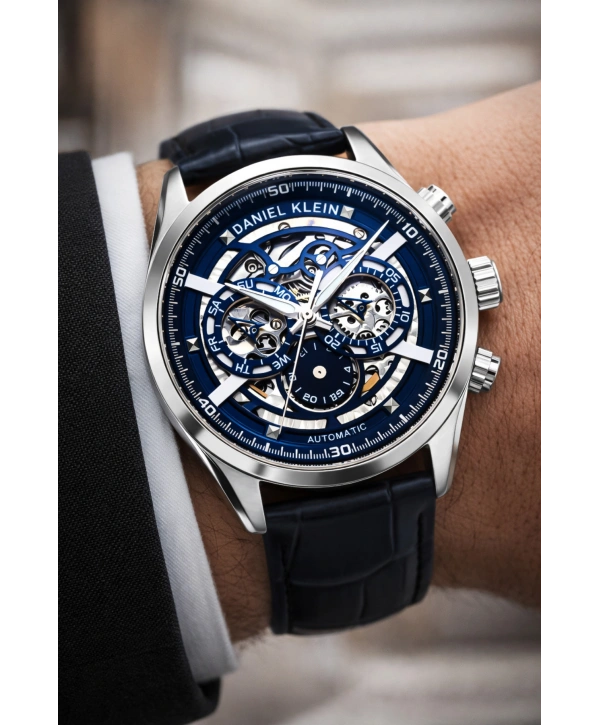 Deri Kordon Çelik Kasa Otomatik Mekanizma Erkek Kol Saati Lacivert sddk104