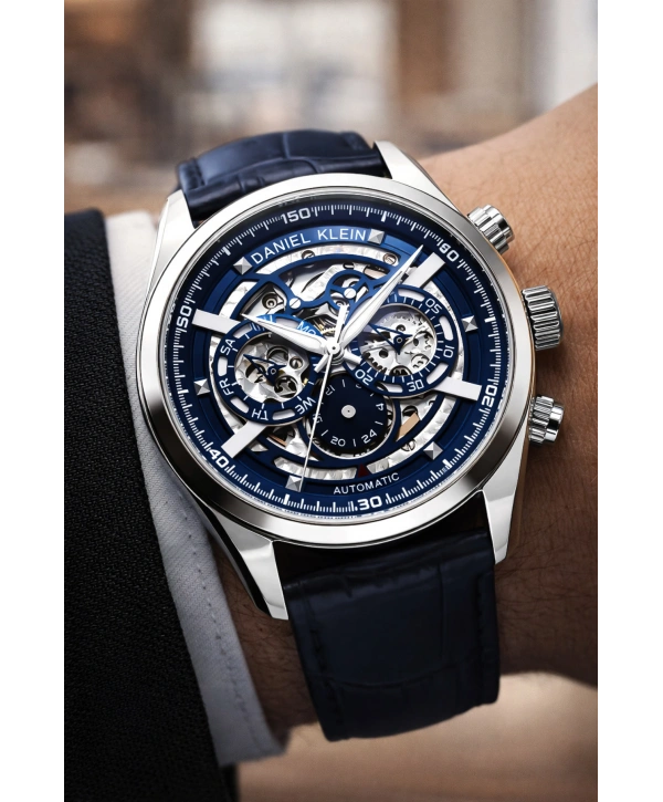 Deri Kordon Çelik Kasa Otomatik Mekanizma Erkek Kol Saati Lacivert sddk104