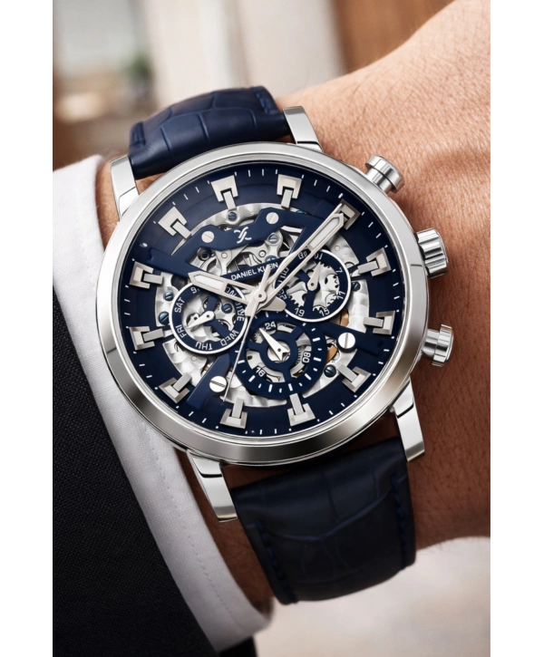 Deri Kordon Çelik Kasa Otomatik Mekanizma Erkek Kol Saati Lacivert sddk103