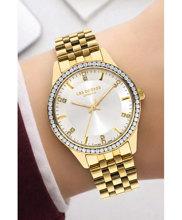 Lee Cooper Gold Renk Çelik Kordon&kasa Kadın Kol Saati Bileklik Hediyeli Sdlc012