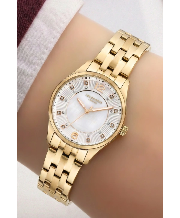 Lee Cooper Gold Renk Çelik Kordon&kasa Kadın Kol Saati Bileklik Hediyeli Sdlc013