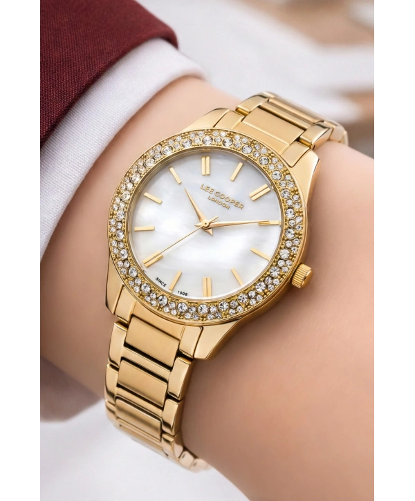 Lee Cooper Gold Renk Çelik Kordon&kasa Kadın Kol Saati Bileklik Hediyeli Sdlc015