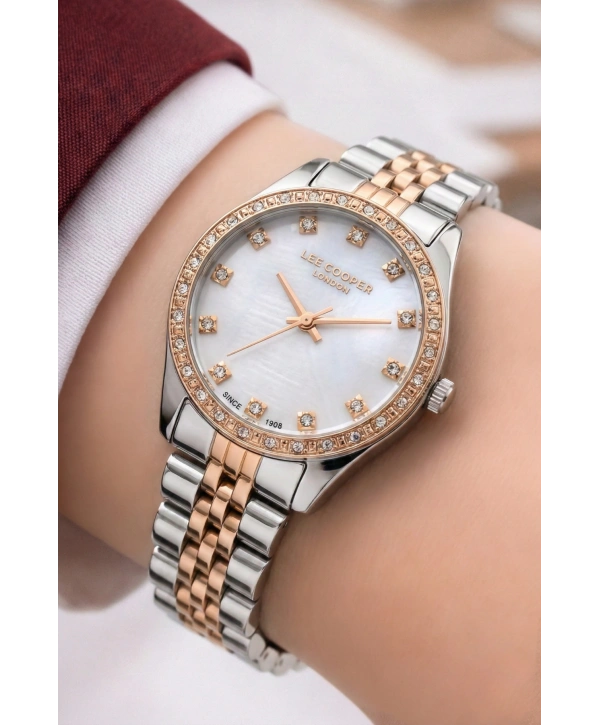 Lee Cooper Gümüş-Rose Renk Çelik Kordon&kasa Kadın Kol Saati Bileklik Hediyeli Sdlc016