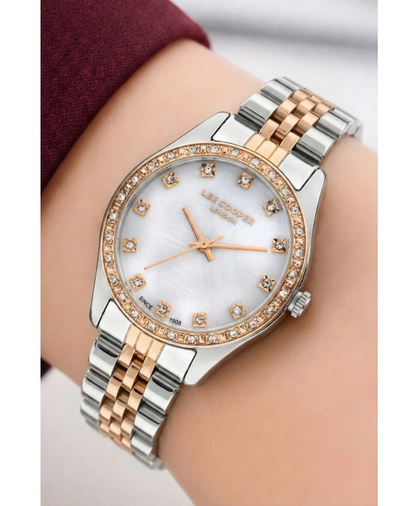 Lee Cooper Gümüş-Rose Renk Çelik Kordon&kasa Kadın Kol Saati Bileklik Hediyeli Sdlc016
