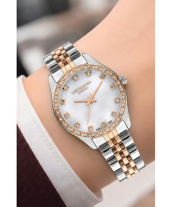 Lee Cooper Gümüş-Rose Renk Çelik Kordon&kasa Kadın Kol Saati Bileklik Hediyeli Sdlc016