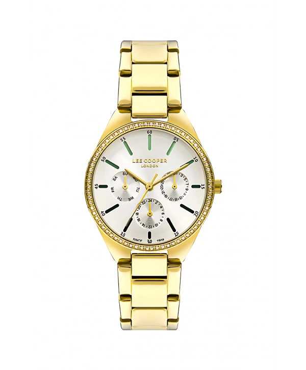 Lee Cooper Fosforlu Gold Renk Çelik Kordon&kasa Kadın Kol Saati Bileklik Hediyeli Sdlc009