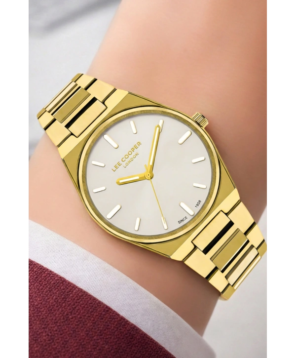 Lee Cooper Gold-beyaz Renk Çelik Kordon&kasa Kadın Kol Saati Bileklik Hediyeli Sdlc011