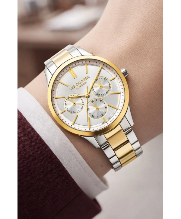 Lee Cooper Gold-gümüş Renk Çelik Kordon&kasa Kadın Kol Saati Bileklik Hediyeli Sdlc010