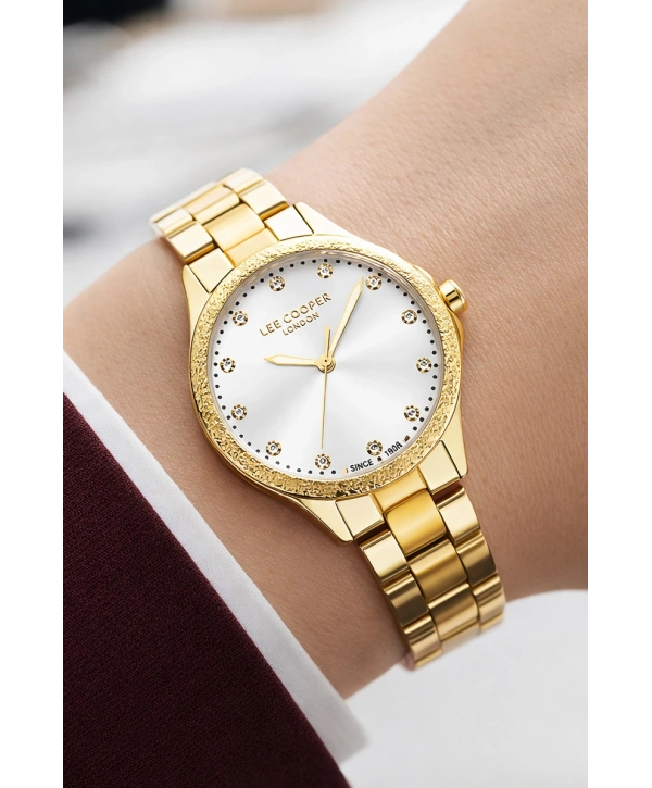 Lee Cooper Gold Renk Çelik Kordon&kasa Kadın Kol Saati Bileklik Hediyeli Sdlc018