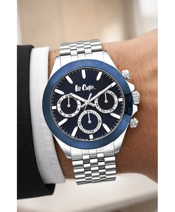 Lee Cooper Gümüş-mavi Renk Çelik Kordon&kasa Fonksiyonlu Erkek Kol Saati 3atm Bileklik Sdlc003