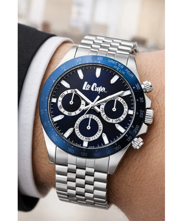 Lee Cooper Gümüş-mavi Renk Çelik Kordon&kasa Fonksiyonlu Erkek Kol Saati 3atm Bileklik Sdlc003