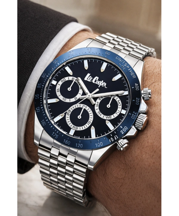 Lee Cooper Gümüş-mavi Renk Çelik Kordon&kasa Fonksiyonlu Erkek Kol Saati 3atm Bileklik Sdlc003