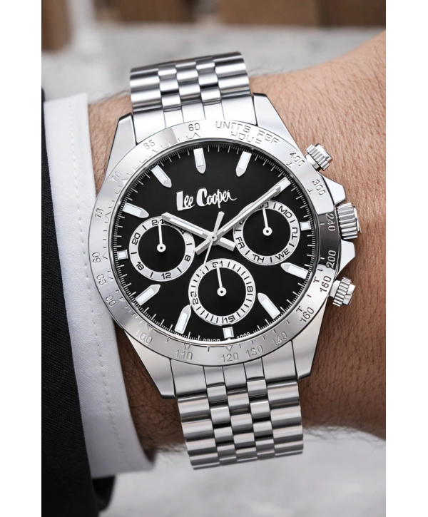 Lee Cooper Gümüş-siyah Renk Çelik Kordon&kasa Fonksiyonlu Erkek Kol Saati 3atm Bileklik Sdlc003