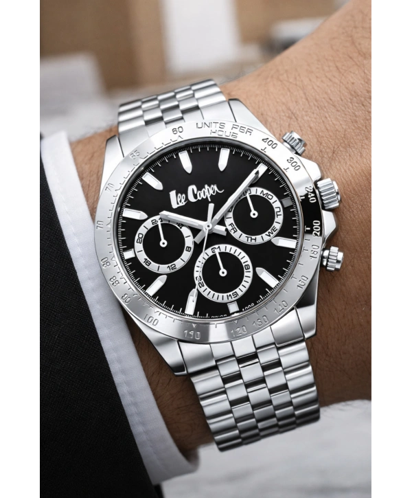Lee Cooper Gümüş-siyah Renk Çelik Kordon&kasa Fonksiyonlu Erkek Kol Saati 3atm Bileklik Sdlc003