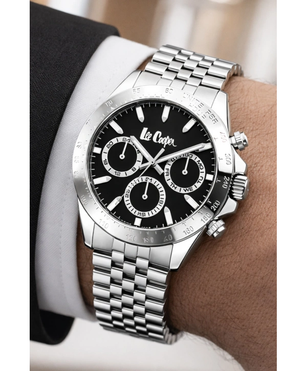Lee Cooper Gümüş-siyah Renk Çelik Kordon&kasa Fonksiyonlu Erkek Kol Saati 3atm Bileklik Sdlc003