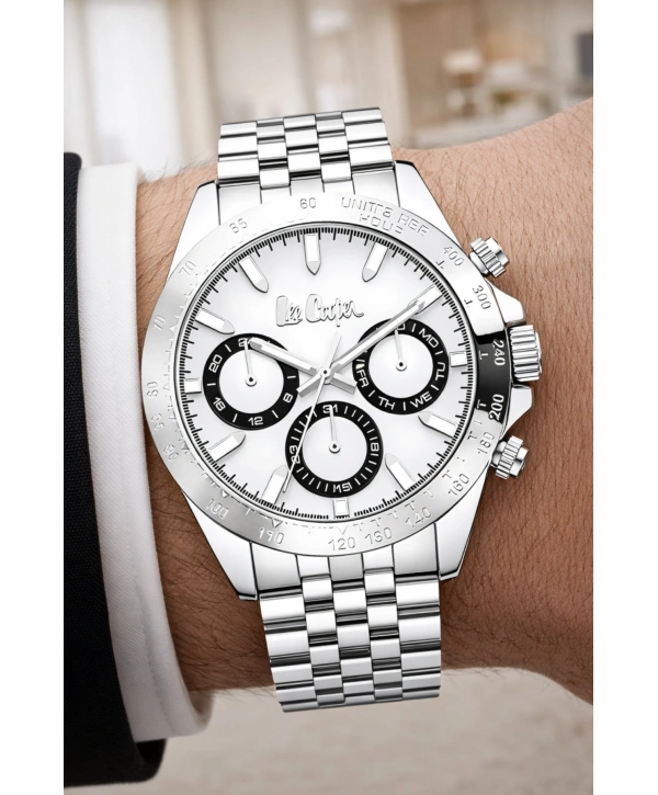 Lee Cooper Gümüş-beyaz Renk Çelik Kordon&kasa Fonksiyonlu Erkek Kol Saati 3atm Bileklik Sdlc003