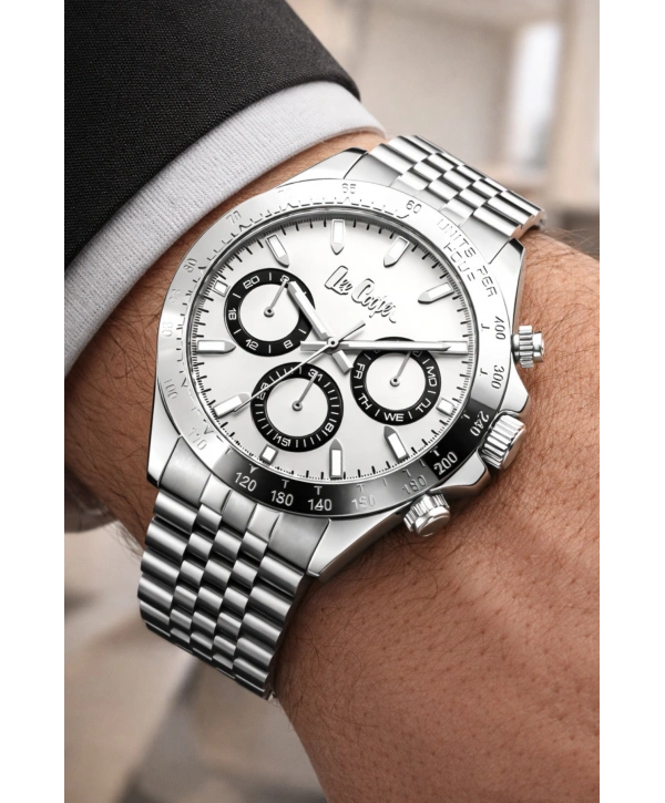 Lee Cooper Gümüş-beyaz Renk Çelik Kordon&kasa Fonksiyonlu Erkek Kol Saati 3atm Bileklik Sdlc003