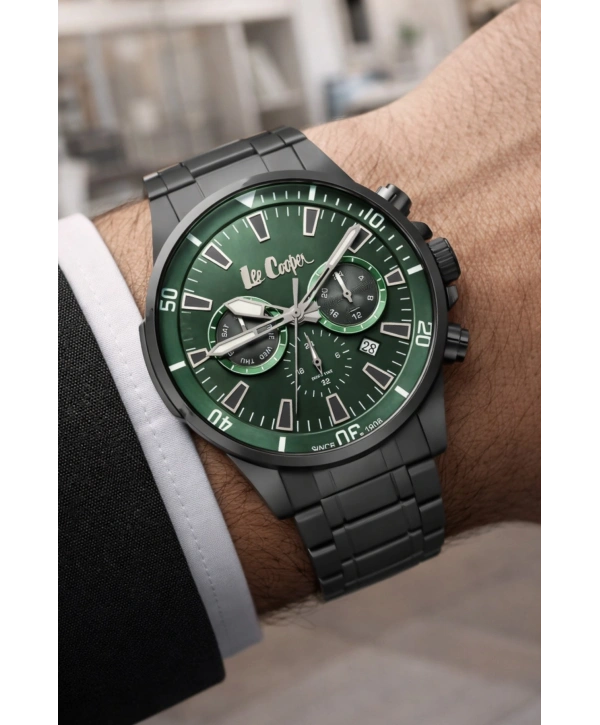 Lee Cooper Çelik Kordon&kasa Füme-yeşil Renk Fonksiyonlu Erkek Kol Saati 3atm Bileklik Sdlc006