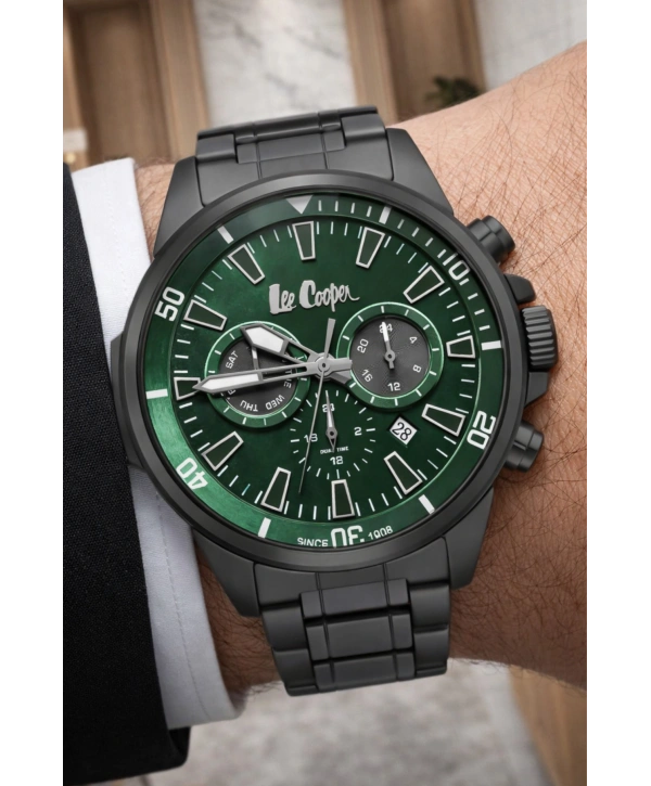 Lee Cooper Çelik Kordon&kasa Füme-yeşil Renk Fonksiyonlu Erkek Kol Saati 3atm Bileklik Sdlc006