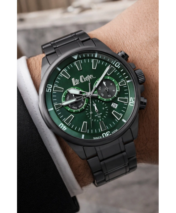 Lee Cooper Çelik Kordon&kasa Füme-yeşil Renk Fonksiyonlu Erkek Kol Saati 3atm Bileklik Sdlc006