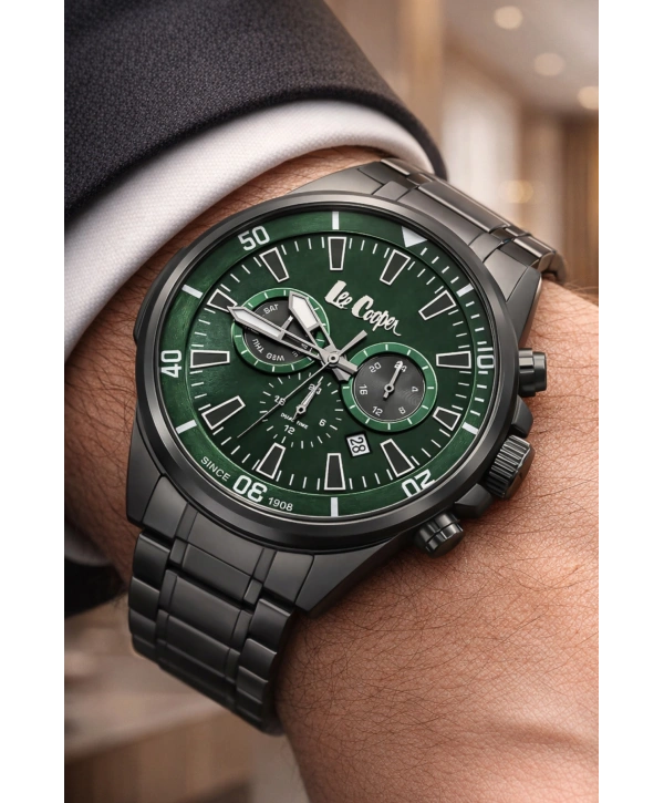 Lee Cooper Çelik Kordon&kasa Füme-yeşil Renk Fonksiyonlu Erkek Kol Saati 3atm Bileklik Sdlc006