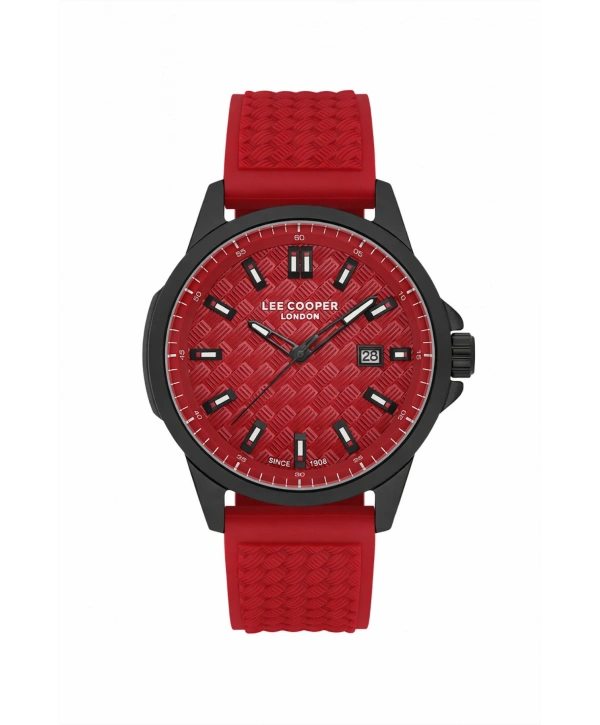 Lee Cooper Kırmızı Renk Silikon Kordon Takvimli Erkek Kol Saati 3atm Bileklik Sdlc020