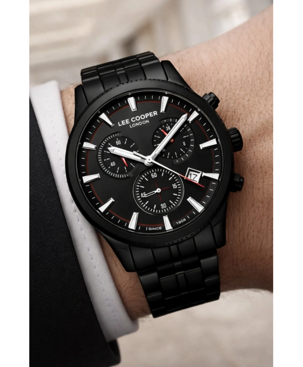 Lee Cooper Siyah Renk Çelik Kordon Erkek Kol Saati 3atm Bileklik Sdlc026