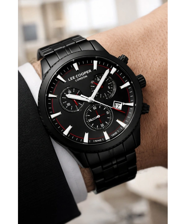 Lee Cooper Siyah Renk Çelik Kordon Erkek Kol Saati 3atm Bileklik Sdlc026